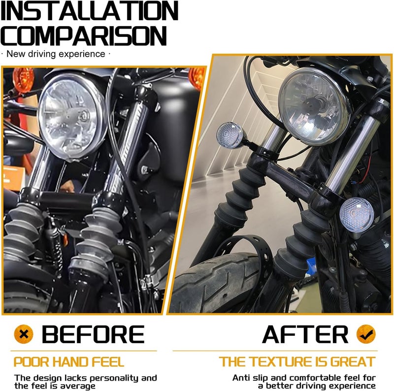 CARGLETRUE LED Turn Signal Light Indicator Blinker 39mm 41mm Fork Clamp Front Rear Fit For Harley Sportster XL 1200 883 (Black Clear) - Image 2